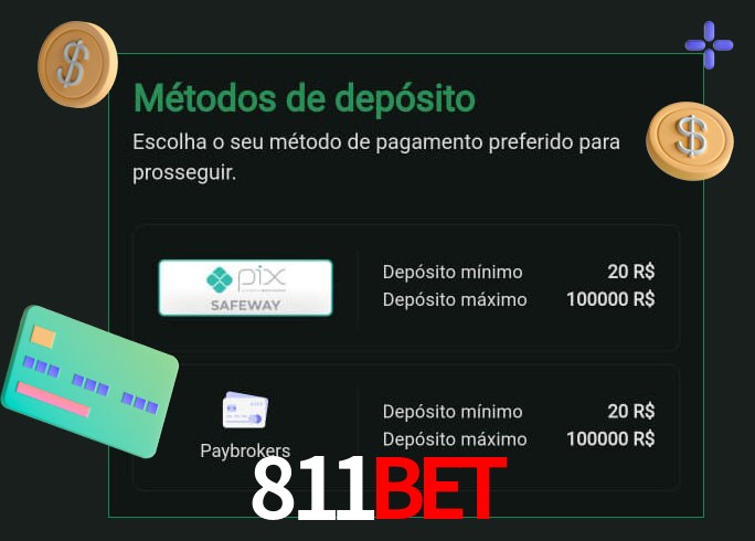 O cassino 811Bet oferece uma grande variedade de métodos de pagamento